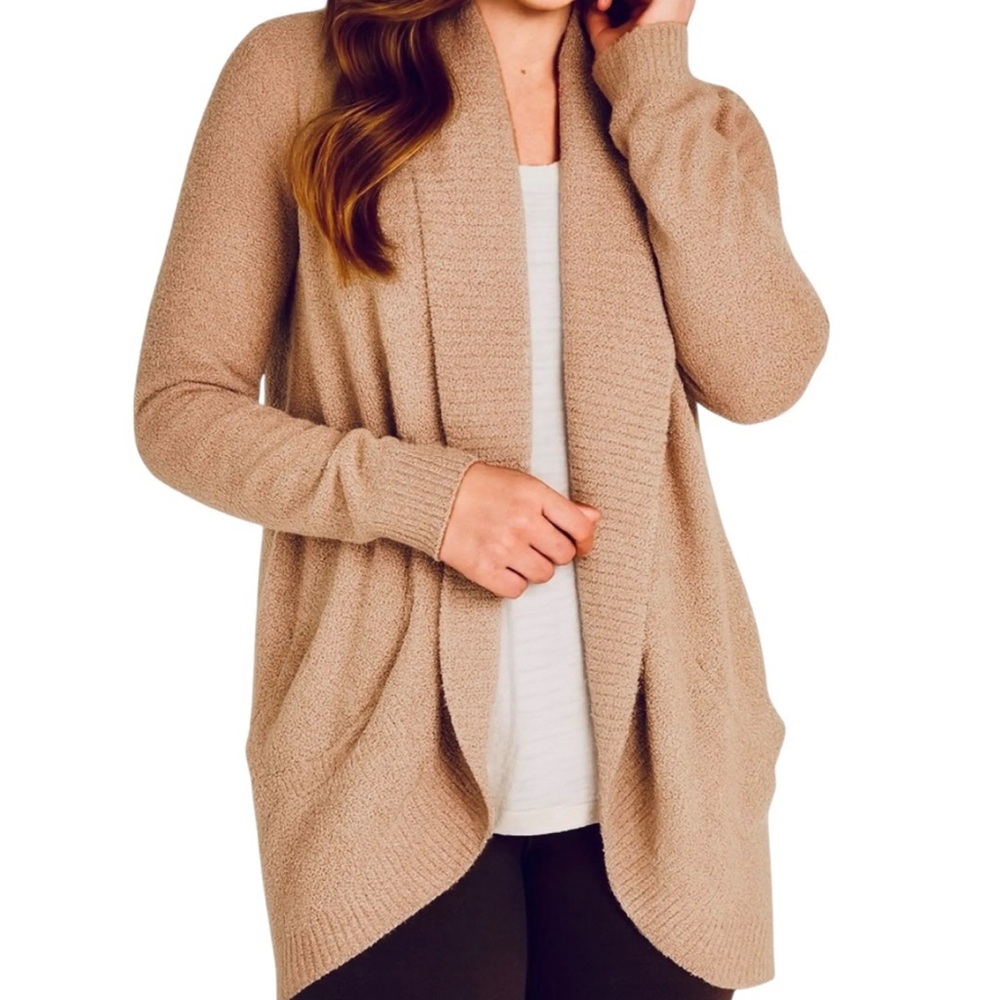 Rachel Zoe Open Front Cocoon Chenille Cardigan Sweater Gray Taupe Size M